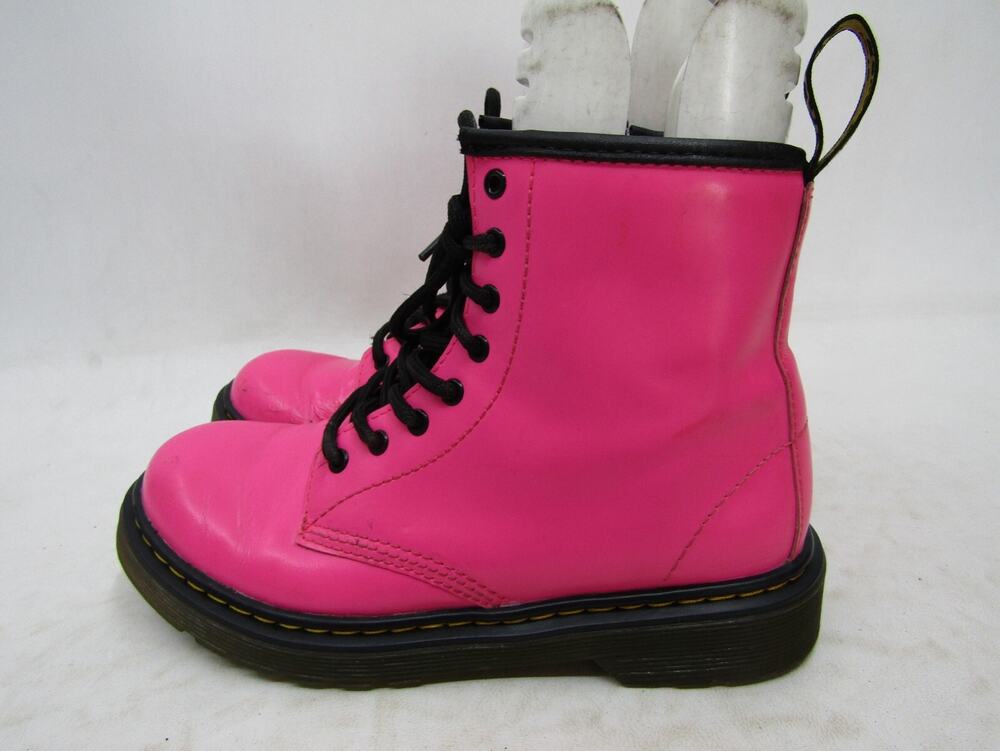 Dr. Martens Youth Size 3 Pink Leather Lace Up 8 Eye Ankle Boots